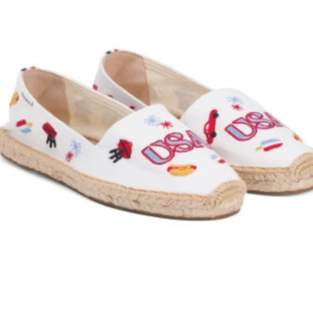 NWT SOLUDOS The Original Embroidered USA Espadrille Shoes